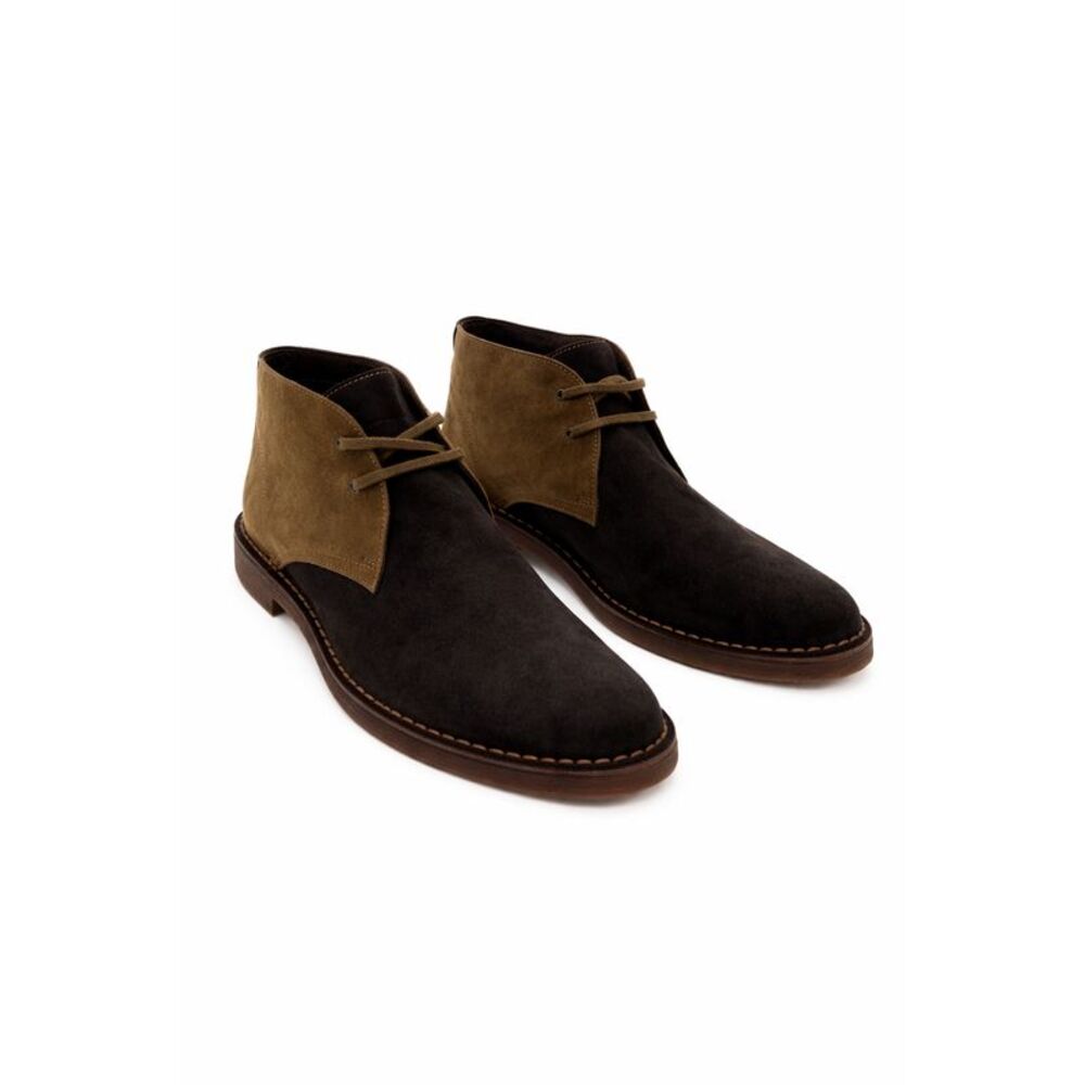 DANIELA FARGION Brown Suede Reinforced Lace Up Ankle Boots-